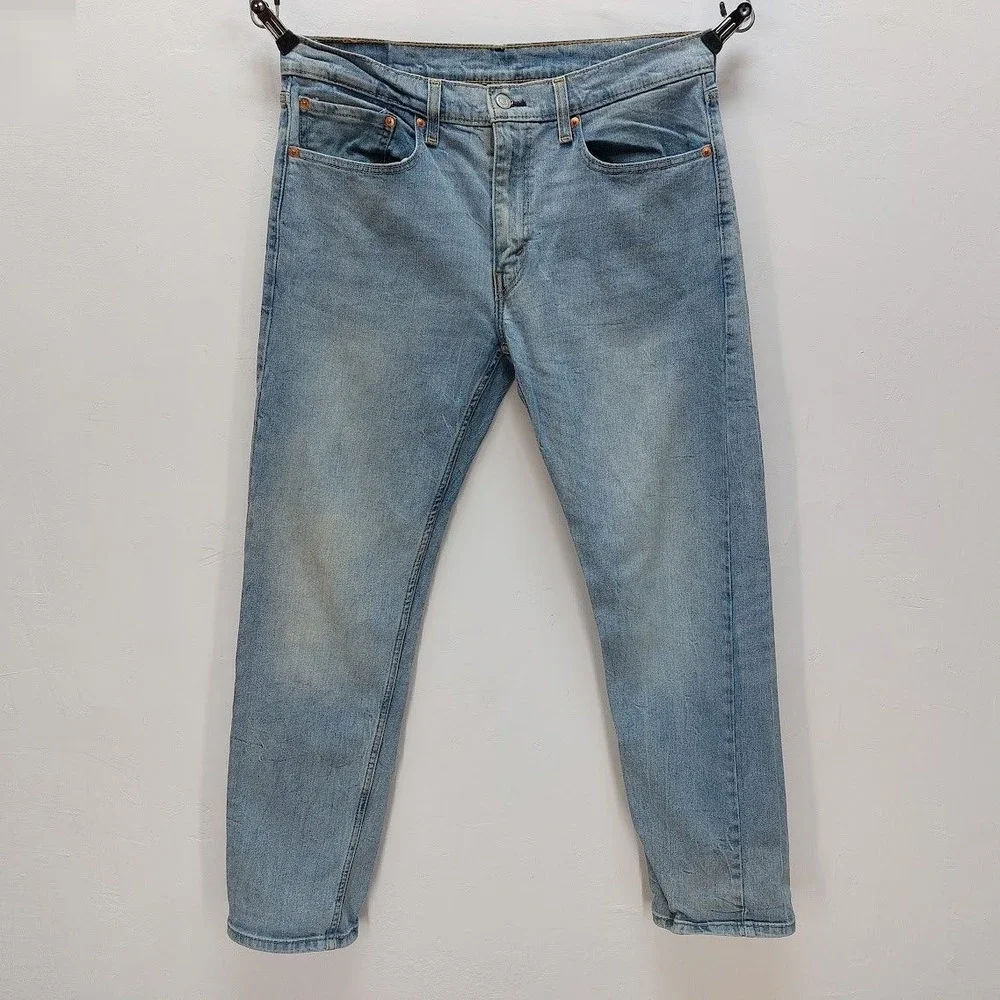 Levi's 502 Regular Taper Jeans Men's 34x32 Blue Light Wash Denim Americana